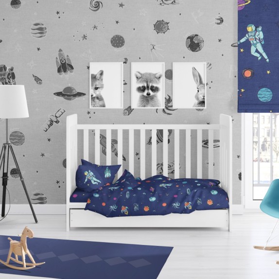 Πάπλωματοθήκη Κούνιας Dimcol Space 189 Blue 120x160