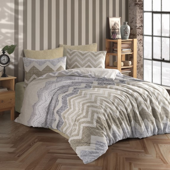 Παπλωματοθήκη Υπέρδιπλη Dimcol Αθηνά 406 Beige 220x240