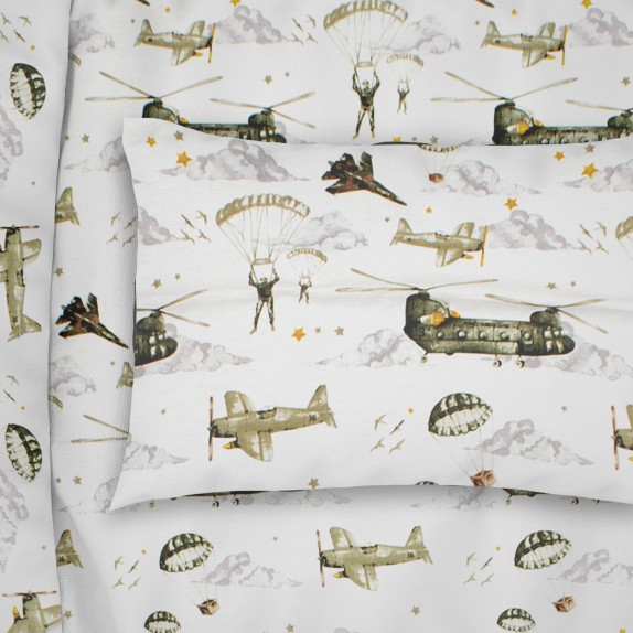 Παιδική Μαξιλαροθήκη Dimcol Airforce 196 White-Khaki 50x70