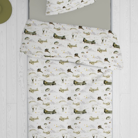 Παιδικό Πάπλωμα Μονό Dimcol Airforce 196 White-Khaki 160x240