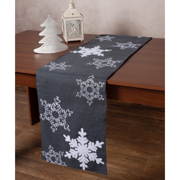  Χριστουγεννιάτικο Runner Silk Fashion NW348 Ανθρακί 35x170