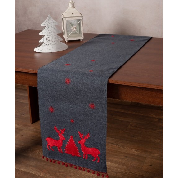  Χριστουγεννιάτικο Runner Silk Fashion NW345 Ανθρακί 35x175