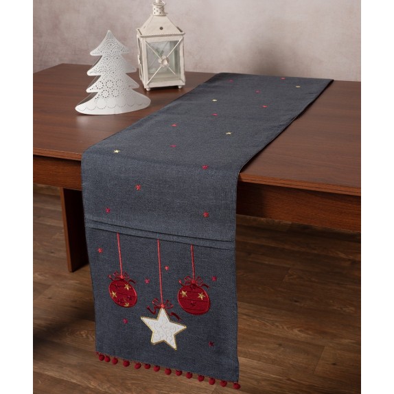  Χριστουγεννιάτικο Runner Silk Fashion NW343 Ανθρακί 35x175