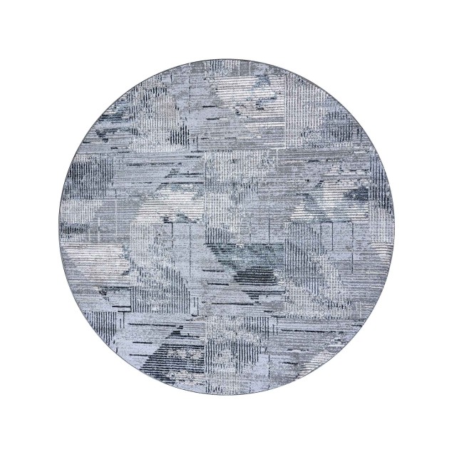 Χαλί Στρόγγυλο Madi Feathers Grey Δ165