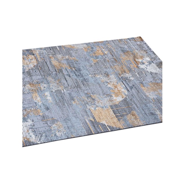 Χαλί Στρόγγυλο Madi Feathers Grey Gold Δ165