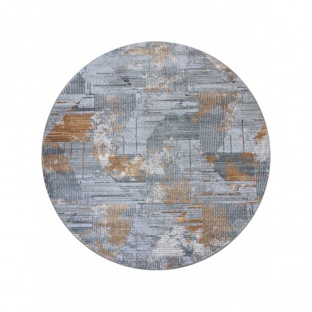 Χαλί Στρόγγυλο Madi Feathers Grey Gold Δ165