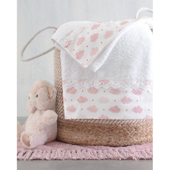 Σετ Βρεφικές Πετσέτες 2 Τεμαχίων Rythmos Cloydy Σομόν