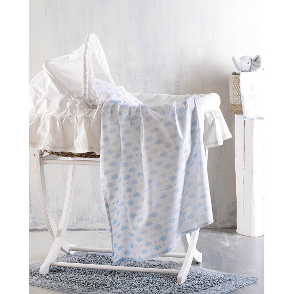 Σεντόνι Λίκνου Rythmos Cloudy Μπλε 80x110