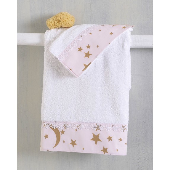 Σετ Βρεφικές Πετσέτες 2 Τεμαχίων Rythmos Moonlight Ροζ