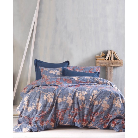 Σετ Παπλωματοθήκη Μονή 2 Τεμαχίων Rythmos Doca Μπλε 160x250