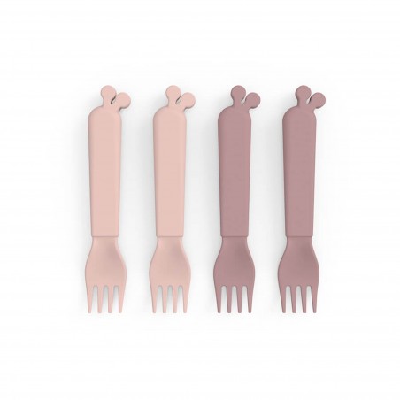 Σετ Παιδικά Πηρούνια Σιλικόνης 4 Τεμαχίων Done By Deer Lallee Sand/Coral BR76679