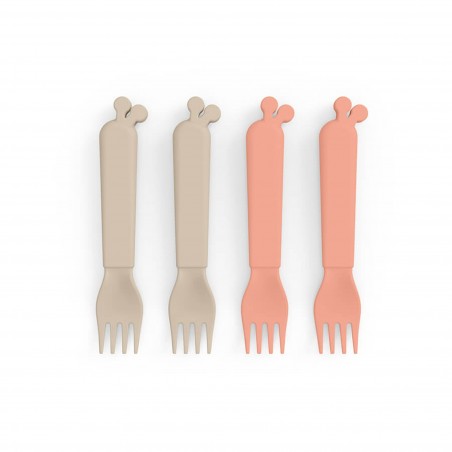 Σετ Παιδικά Πηρούνια Σιλικόνης 4 Τεμαχίων Done By Deer Raffi Sand/Coral BR76683