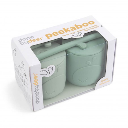 Σετ Παιδικά Κύπελλα με Καλαμάκι 2 Τεμαχίων Done By Deer Wally Green BR76686