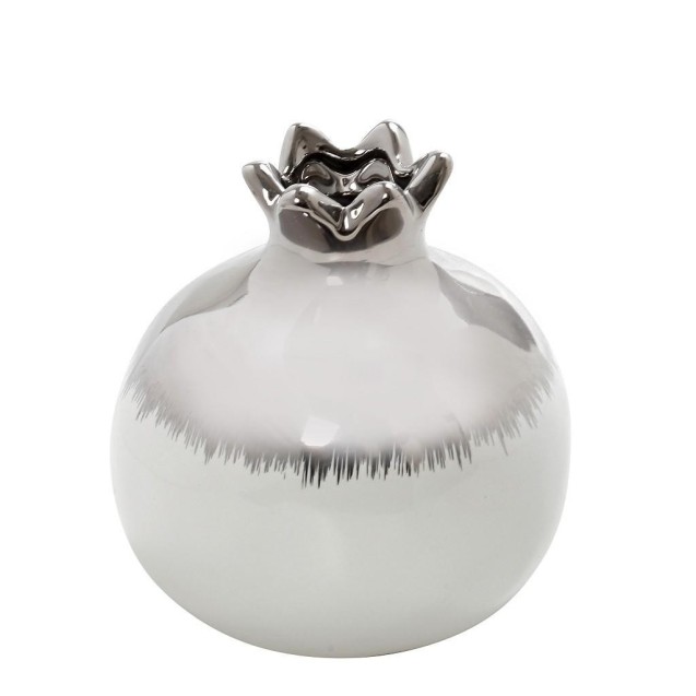 Ρόδι Espiel Κεραμικό Λευκό - Ασημί 11x11x12.5...