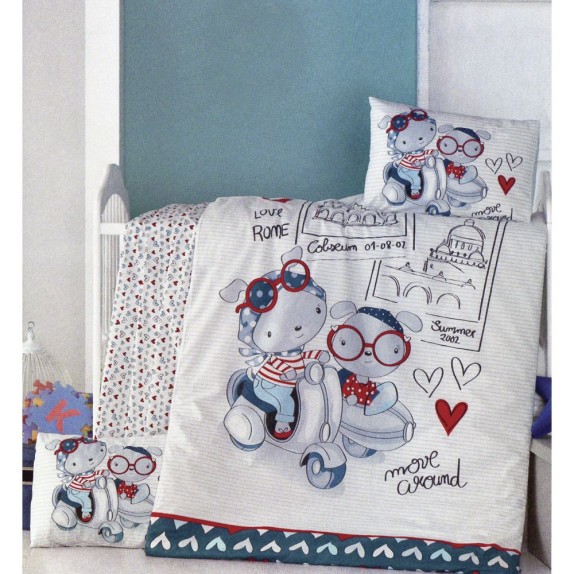 Σετ Παπλωματοθήκη Κούνιας 2 Τεμαχίων Rythmos Travel Bears...