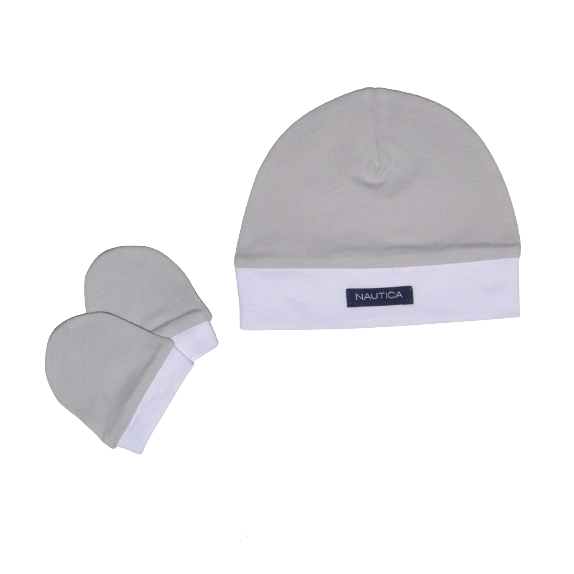 Σετ Σκουφάκι & Ζεύγος Γαντάκια Nautica des. 15 Γκρι...