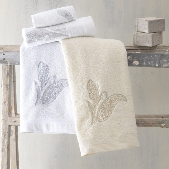 Σετ Πετσέτες 3 Τεμαχίων Rythmos Dale Λευκό