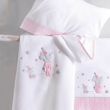 Κουβέρτα Πικέ Κούνιας Rythmos Felix Ροζ 120x150