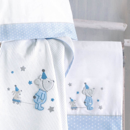 Σετ Σεντόνια Κούνιας 3 Τεμαχίων Rythmos Felix Σιέλ 100x160