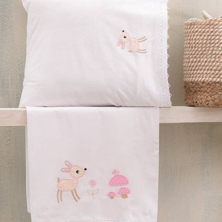 Σετ Σεντόνια Κούνιας 3 Τεμαχίων Rythmos Floppy Ροζ 100x160