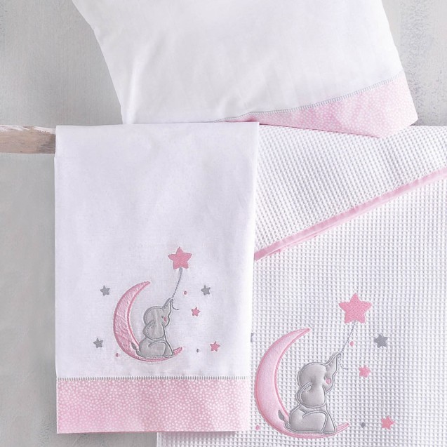 Κουβέρτα Πικέ Κούνιας Rythmos Fuzzy Ροζ 120x150