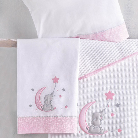 Κουβέρτα Πικέ Κούνιας Rythmos Fuzzy Ροζ 120x150