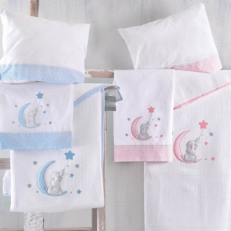 Κουβέρτα Πικέ Κούνιας Rythmos Fuzzy Σιέλ 120x150