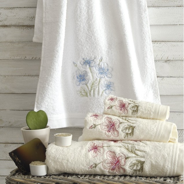 Σετ Πετσέτες 3 Τεμαχίων Rythmos Kasos Λευκό