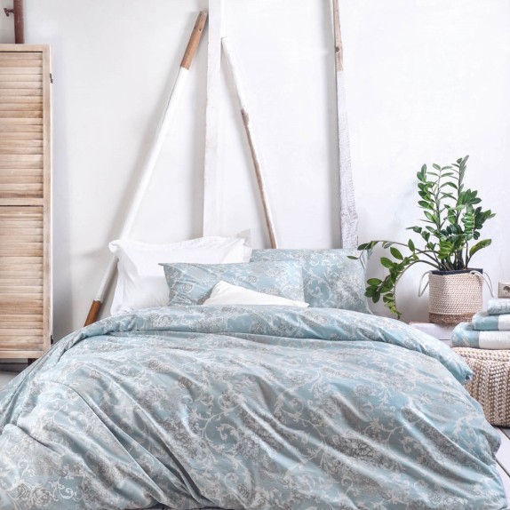 Σετ Σεντόνια King Size 4 Τεμαχίων Rythmos Quin Μπλε 270x290