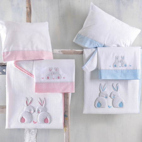 Σετ Σεντόνια Κούνιας 3 Τεμαχίων Rythmos Rabbitty Ροζ 100x160