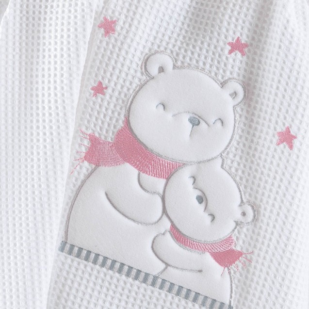 Κουβέρτα Πικέ Κούνιας Rythmos Snowball Ροζ 120x150