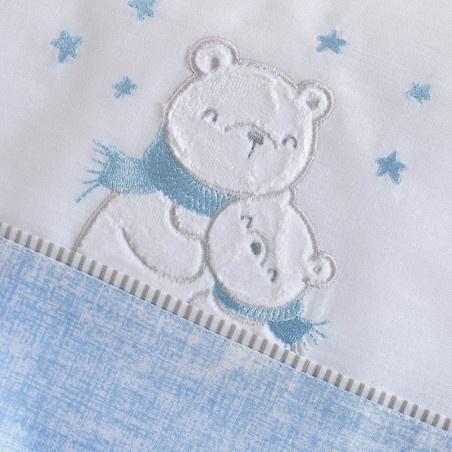 Σετ Σεντόνια Κούνιας 3 Τεμαχίων Rythmos Snowball Σιέλ 100x160