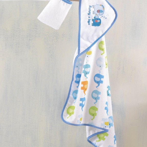 Σετ Βρεφική Κάπα και Γάντι Rythmos Blue Elephant