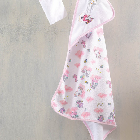 Σετ Βρεφική Κάπα και Γάντι Rythmos Pink Unicorn