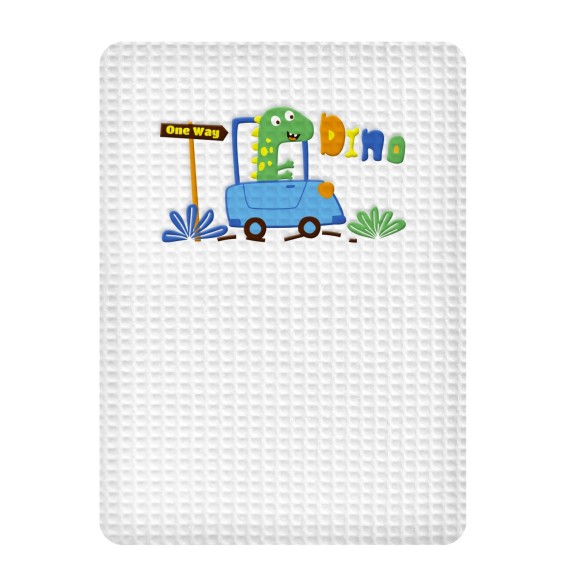Κουβέρτα Πικέ Κούνιας Adam Home Dino White 110x140
