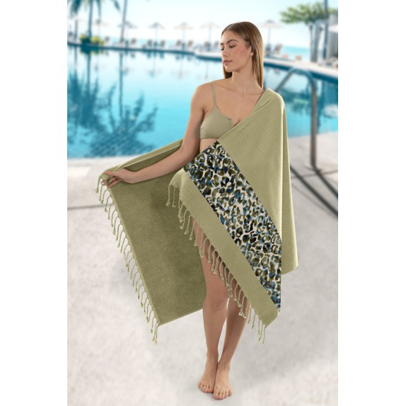 Πετσέτα Θαλάσσης Παρεό Guy Laroche Pestemal 18 Khaki 90x170