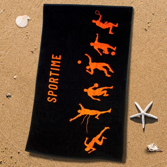 Πετσέτα Θαλάσσης Βελουτέ Sb Home Sport Time Orange 90x160