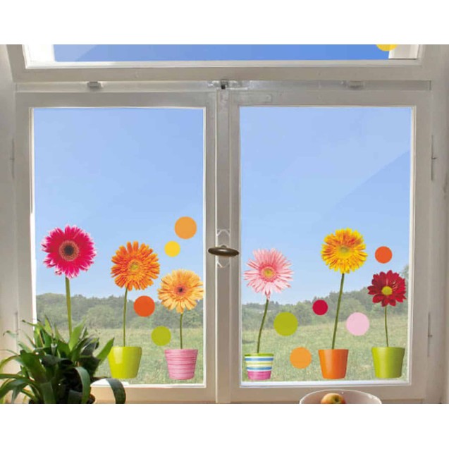 Αυτοκόλλητα Βινυλίου για Τζάμι Ango Gerberas 64003