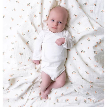 Πάνα Αγκαλιάς Μουσελίνα A Little Lovely Company Little Flowers 120x120 MULFPI06