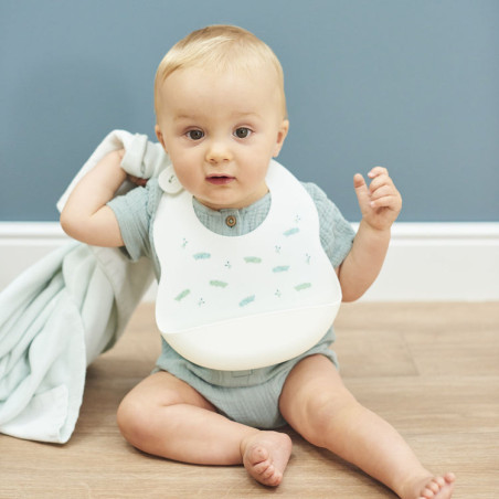 Σαλιάρα Σιλικόνης Nattou Silicon Λευκό N876421