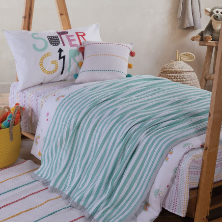 Παιδική Κουβέρτα Μονή Nef-Nef Happy Stripe Mint 160x240