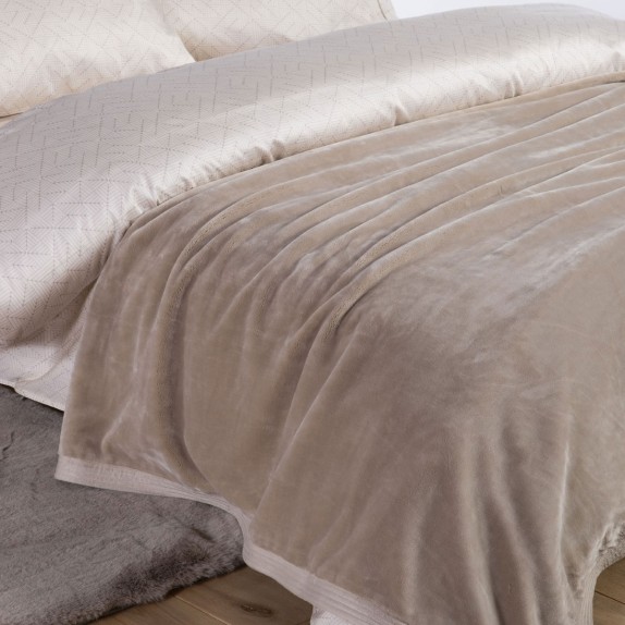 Κουβέρτα Βελουτέ Υπέρδιπλη Nef-Nef Velosso Beige 230x240