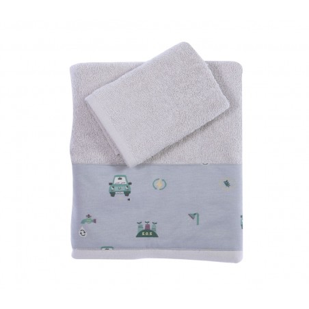 Σετ Βρεφικές Πετσέτες 2 Τεμαχίων Nef-Nef Green Car
