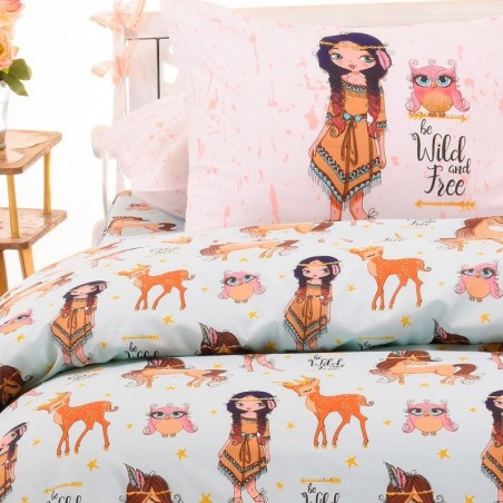 Παιδική Παπλωματοθήκη Μονή Melinen Indian Girl Light Blue 165x245