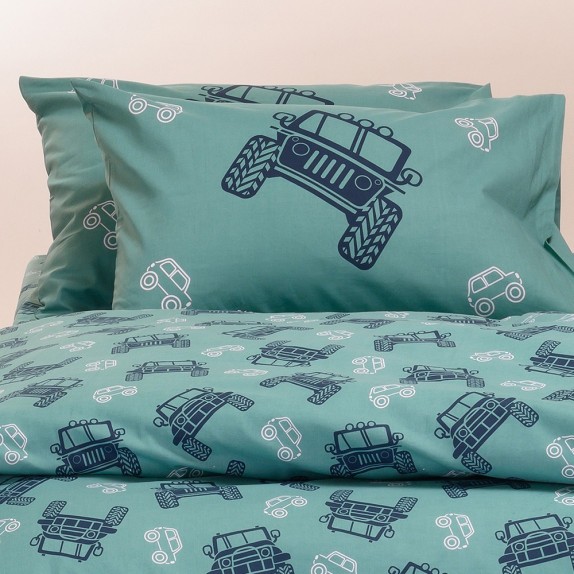 Σετ Παιδικές Μαξιλαροθήκες 2 Τεμαχίων Melinen Trucks Aqua...