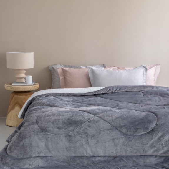 Κουβερτοπάπλωμα Υπέρδιπλο με Sherpa Palamaiki Scott Grey...