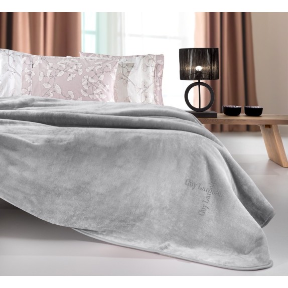 Κουβέρτα Βελουτέ Υπέρδιπλη Guy Laroche Logo Silver 220x240