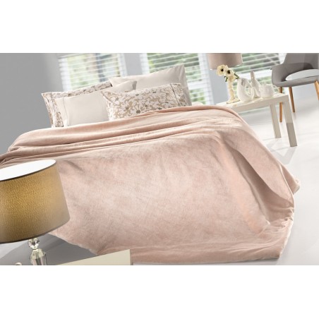 Σετ Κουβέρτα Fleece King Size και Μαξιλαροθήκη Διακόσμησης Guy Laroche Velvet Pudra 250x240