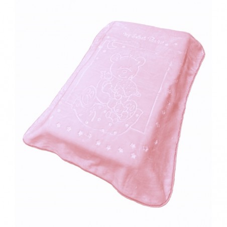 Κουβέρτα Βελουτέ Κούνιας Dimcol Sweet Bear 12 Baby Pink 110x140