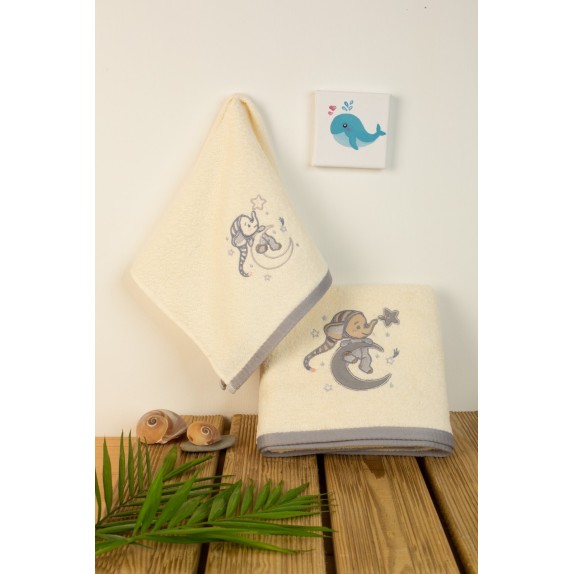 Σετ Βρεφικές Πετσέτες 2 Τεμαχίων Dimcol Dreaming Elephant...